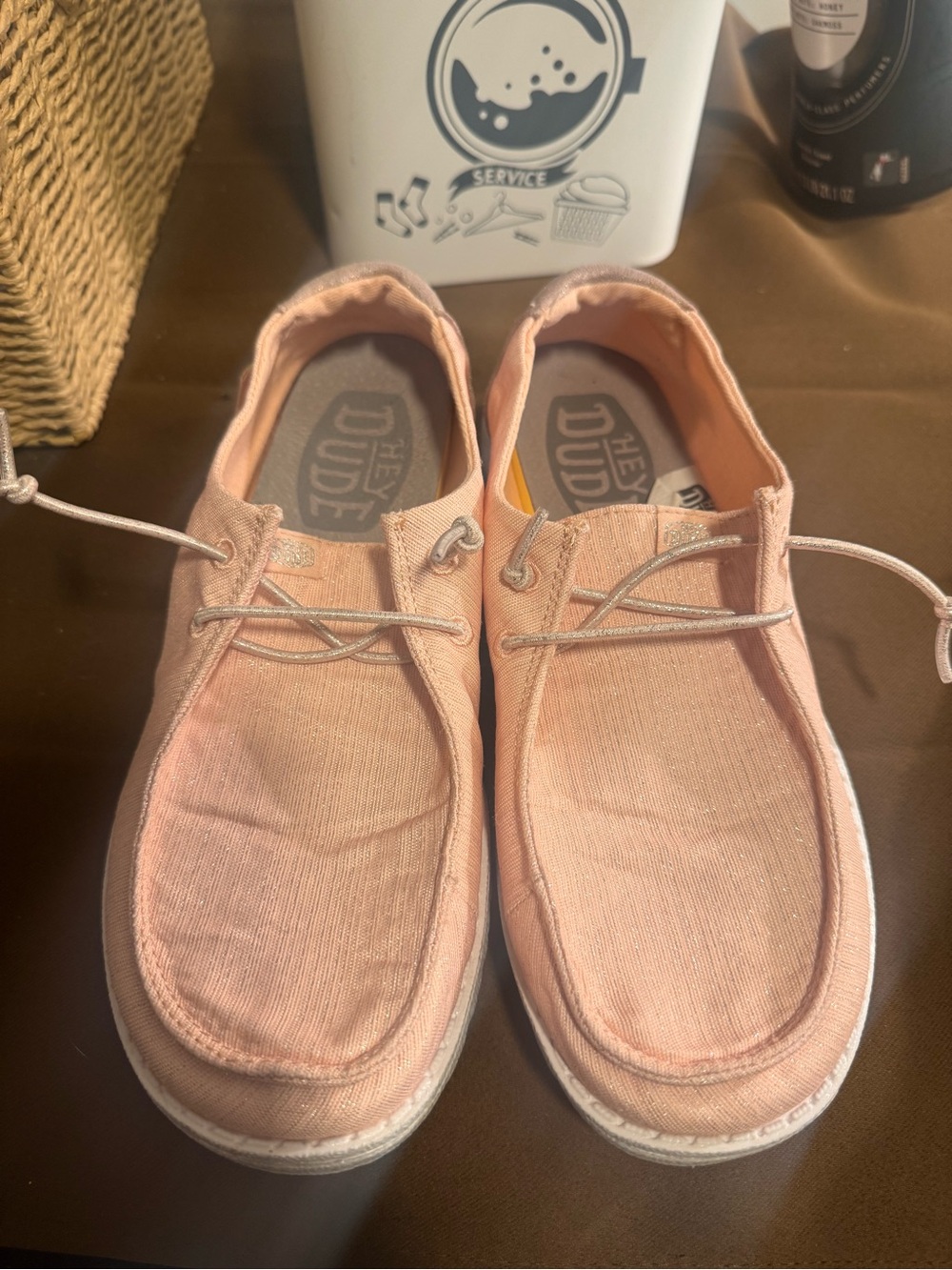 Hey Dude Men’s Lightweight Canvas Slip-Ons in Peach